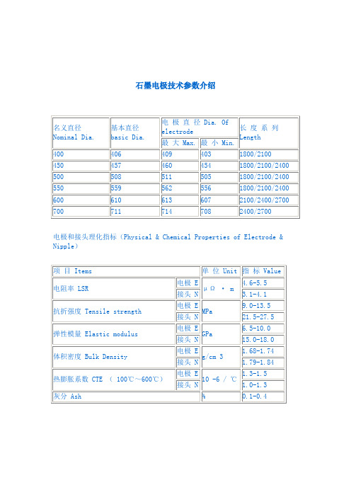 石墨电极参数介绍