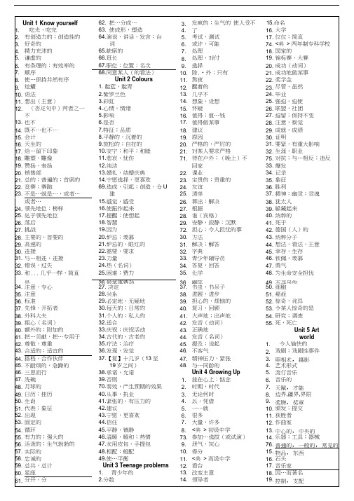 苏教版9A单词表(默写用)