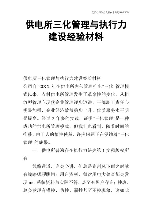 供电所三化管理与执行力建设经验材料_0