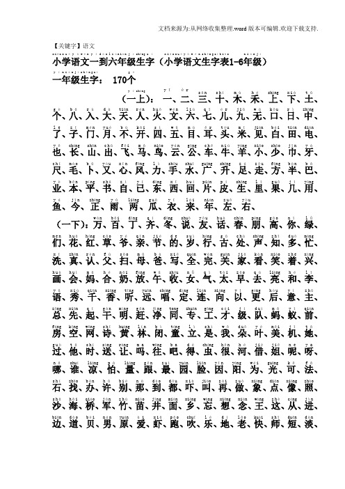 小学语文一到六年级生字表-精品