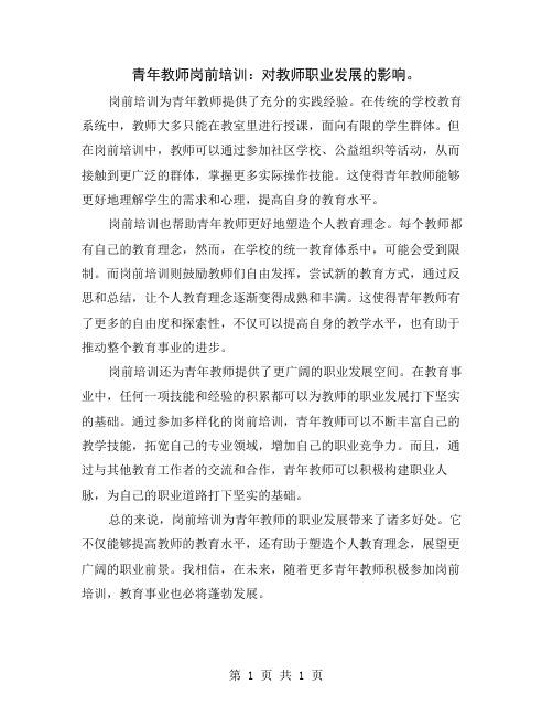 青年教师岗前培训：对教师职业发展的影响