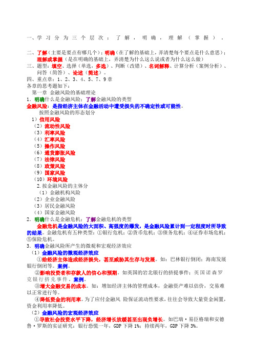 金融风险管理复习思考题