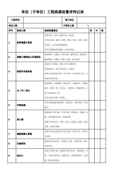 市政验收专用表格