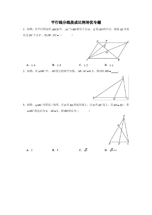 平行线分线段成比例培优专题(学生版)