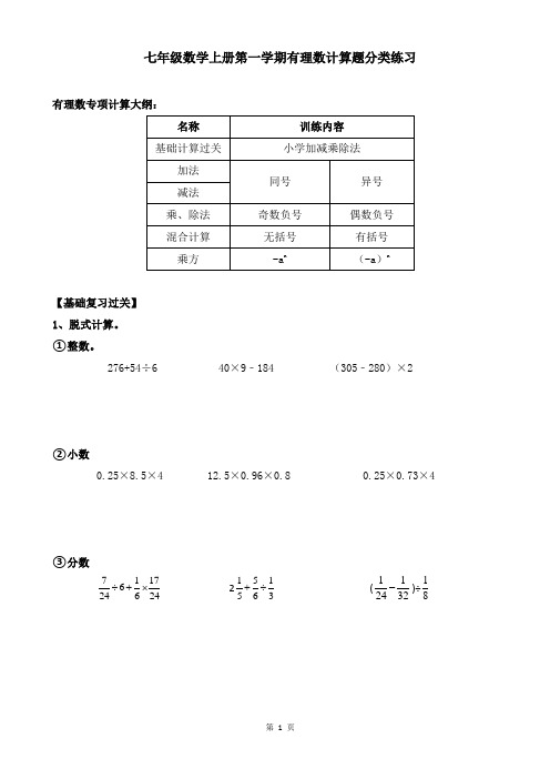 人教版七年级上册数学-有理数计算专题训练