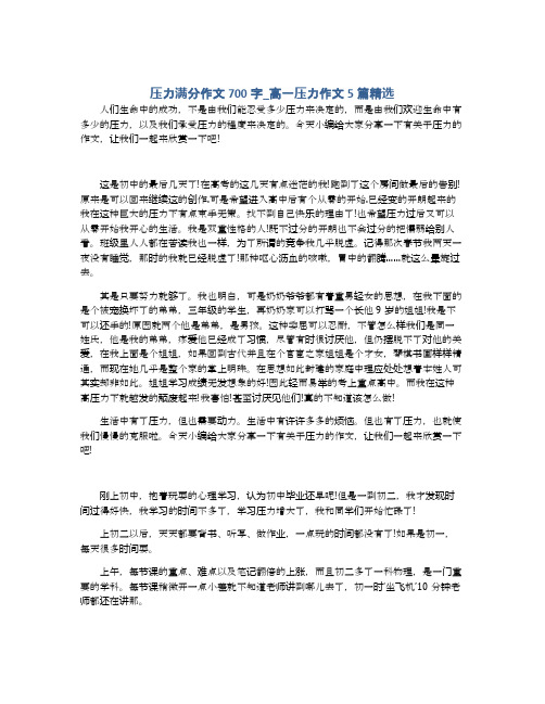 压力满分作文700字_高一压力作文5篇精选