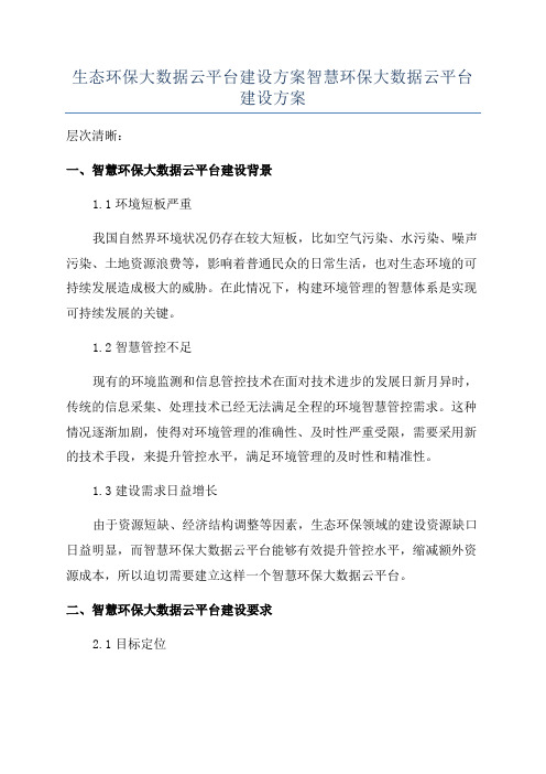 生态环保大数据云平台建设方案智慧环保大数据云平台建设方案