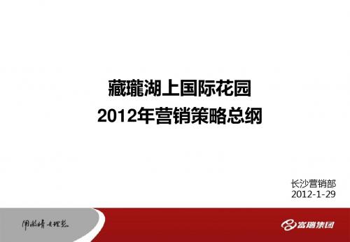 2012年1月29日长沙藏珑湖上国际花园2012年营销策略总纲