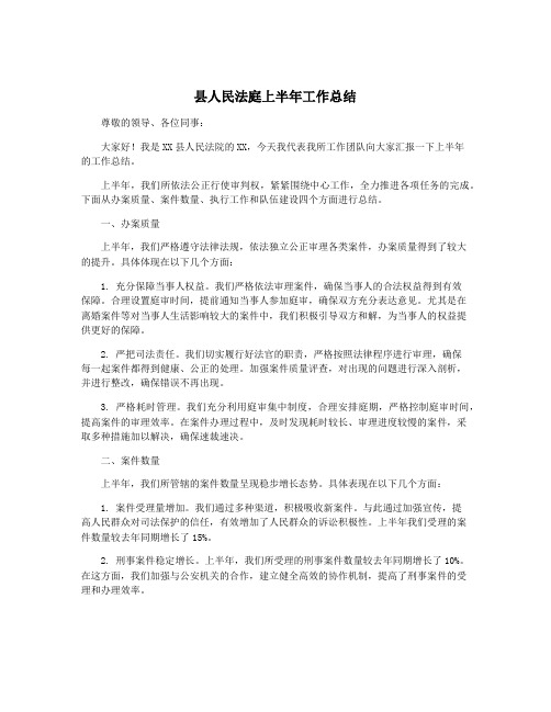 县人民法庭上半年工作总结