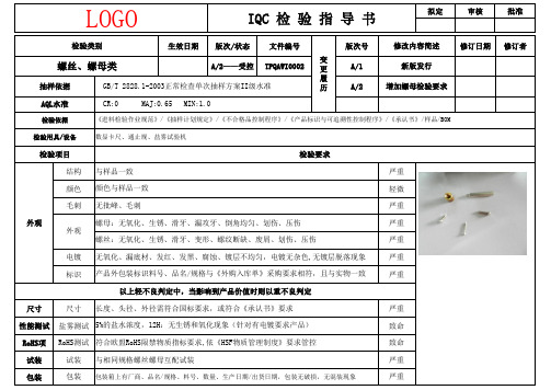 螺丝螺母类检查指导书