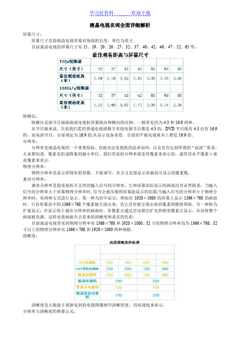 液晶电视名词全面详细解析