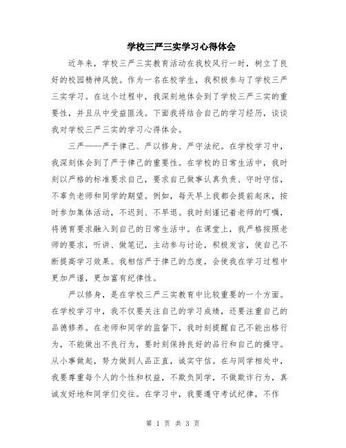 学校三严三实学习心得体会