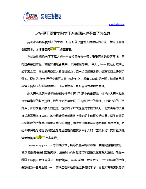 辽宁理工职业学院学工系统现在进不去了怎么办