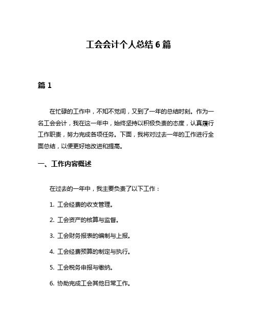 工会会计个人总结6篇