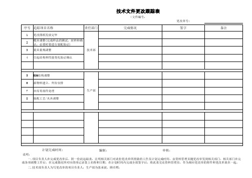 技术文件更改跟踪表