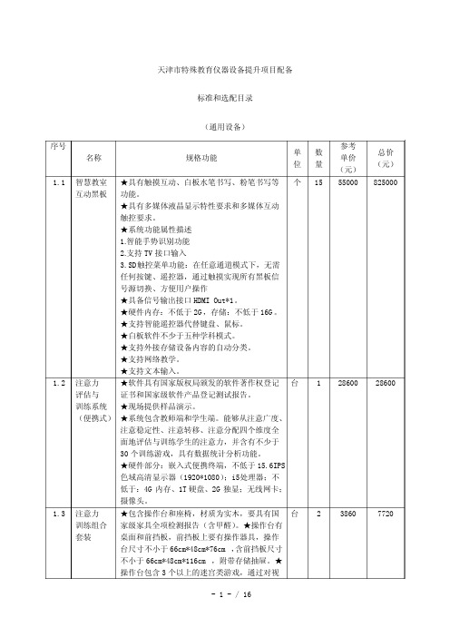 市特殊教育仪器设备提升项目配备