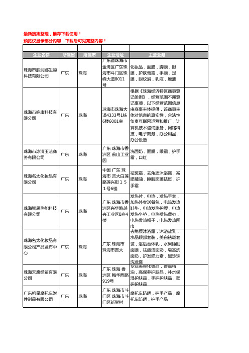 新版广东省珠海护手工商企业公司商家名录名单联系方式大全12家