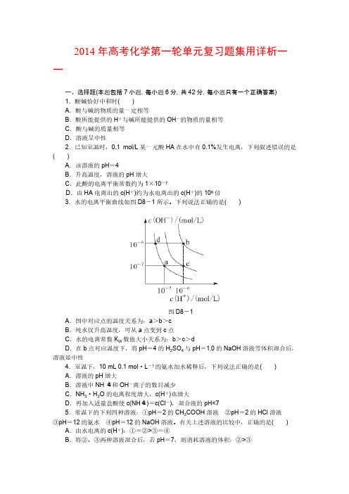 【VIP专享】2014年高考化学第一轮单元复习题集用详析一一