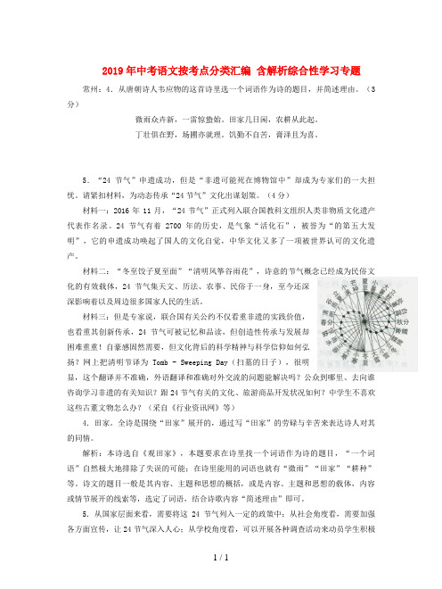 2019年中考语文按考点分类汇编 含解析综合性学习专题