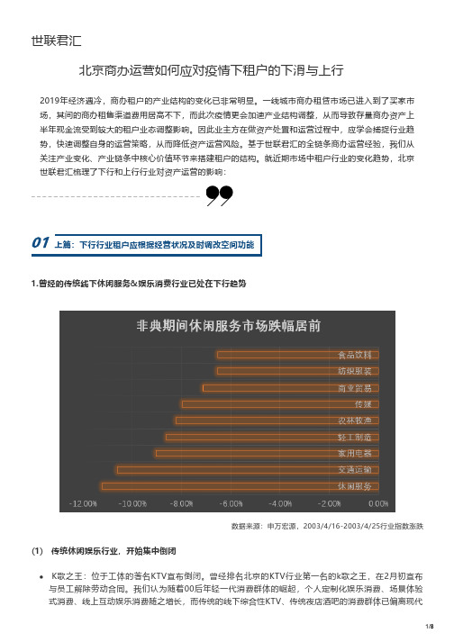 【精品报告】世联君汇 - 北京商办运营如何应对疫.情.下租户的下滑与上行