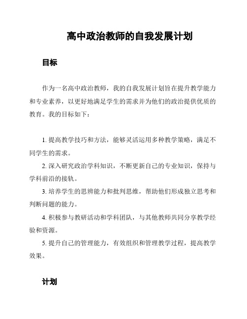 高中政治教师的自我发展计划