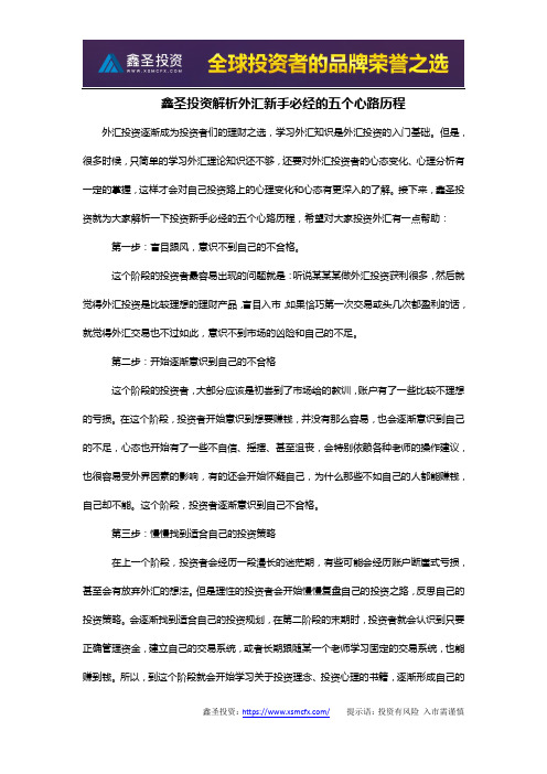 鑫圣投资解析外汇新手必经的五个心路历程