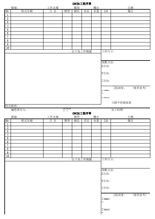 CNC加工程序单