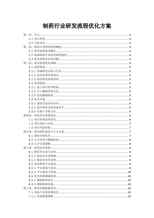 制药行业研发流程优化方案