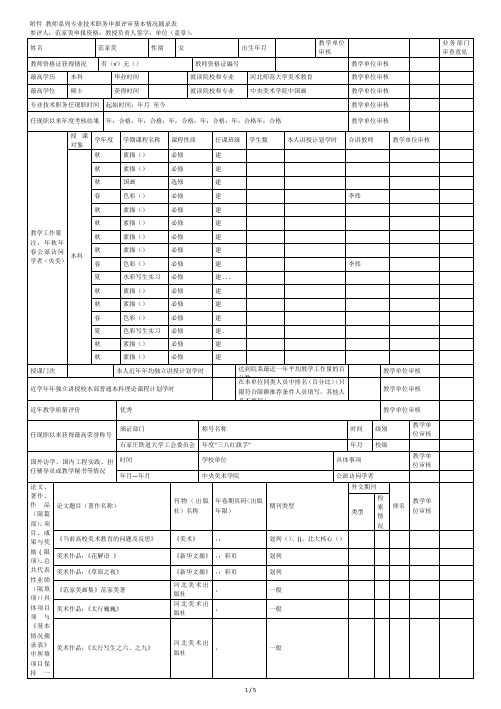 1教师系列专业技术职务申报评审基本情况摘录表