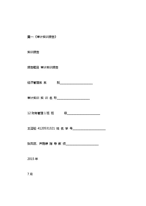 2020年审计实训报告实验目的.doc