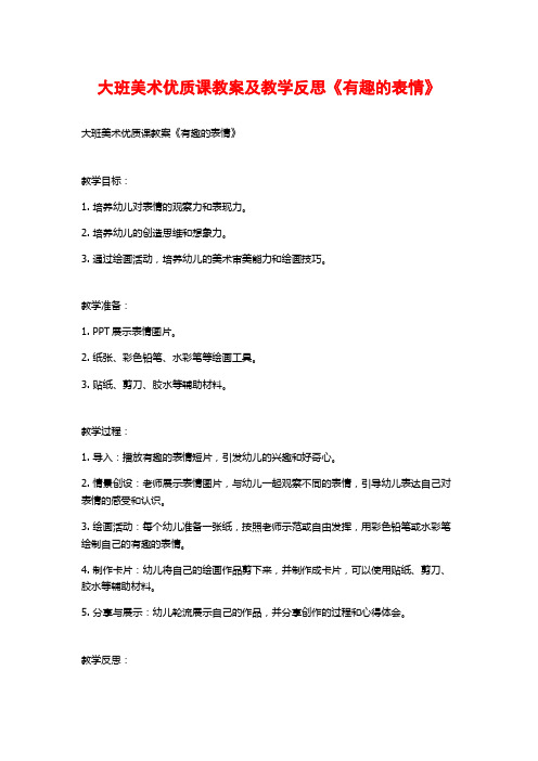 大班美术优质课教案及教学反思《有趣的表情》