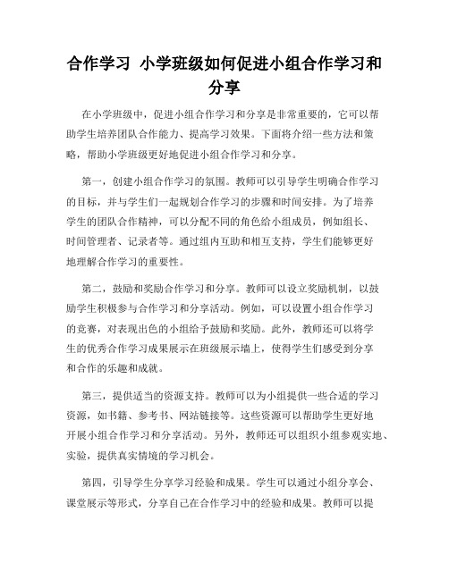 合作学习  小学班级如何促进小组合作学习和分享