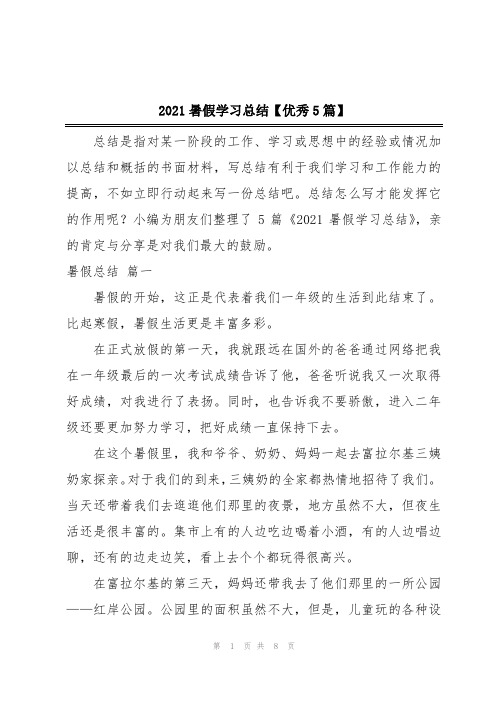 2021暑假学习总结【优秀5篇】