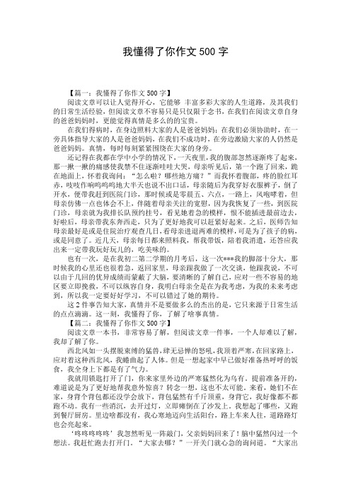 我懂得了你作文500字