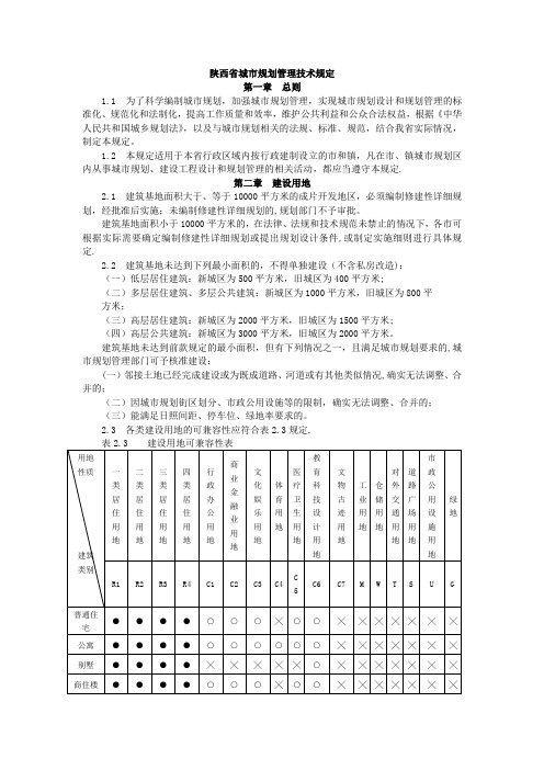 陕西省城市规划管理技术规定