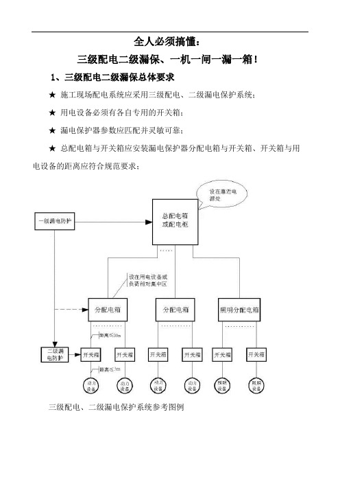 安全人必须搞懂：三级配电二级漏保、一机一闸一漏一箱!