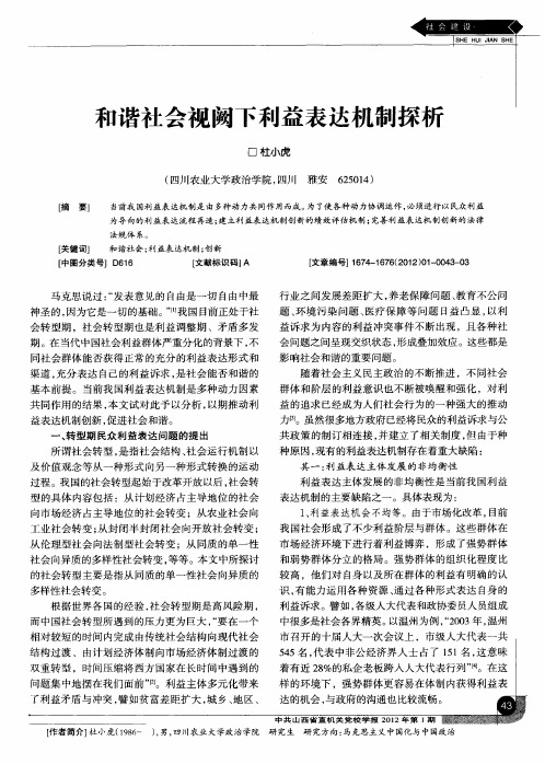 和谐社会视阙下利益表达机制探析