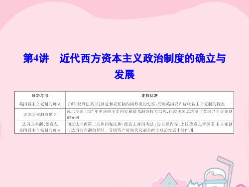 2016届高考历史一轮复习第4讲近代西方资本主义政治制度的确立与发展新人教版
