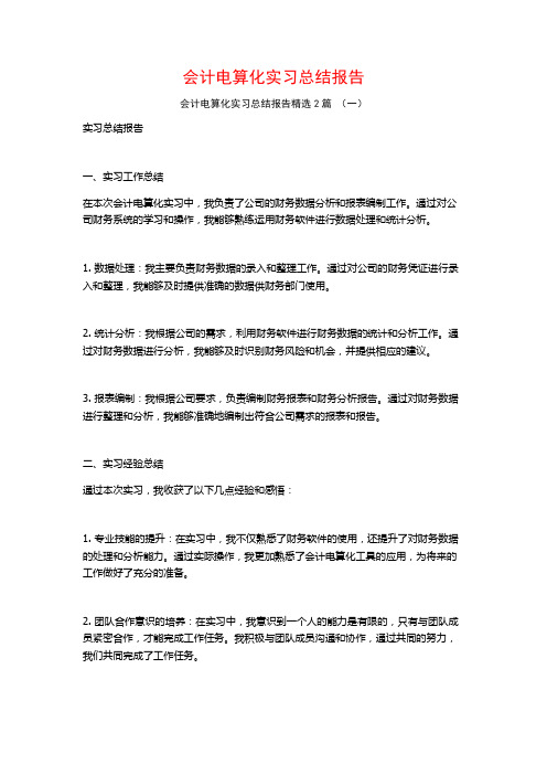 会计电算化实习总结报告2篇