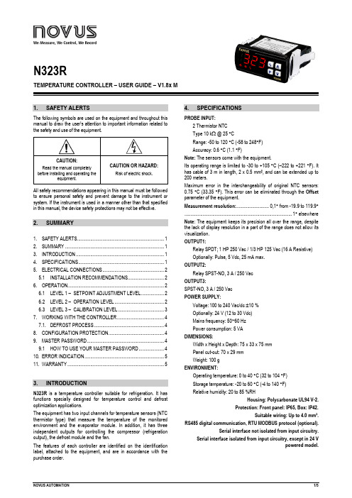 NOVUS AUTOMATION 1 5 N323R 温度控制器用户指南说明书