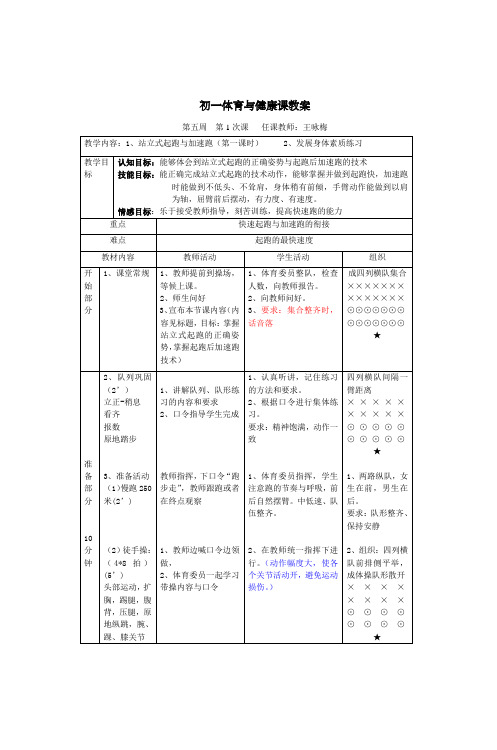 初一体育与健康课教案