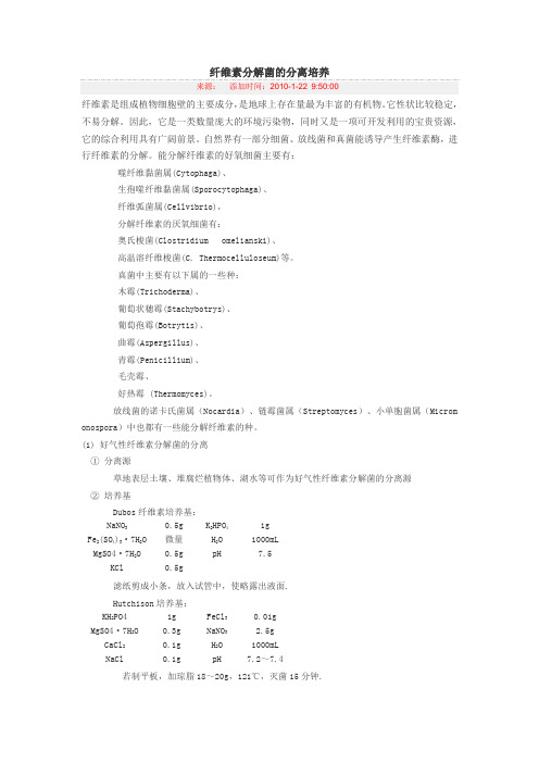 纤维素分解菌的分离培养