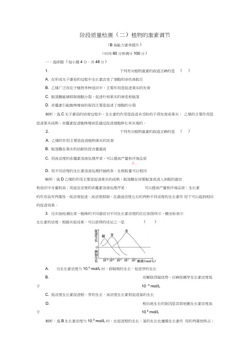 2017-2018学年高中生物阶段质量检测(二)植物的激素调节新人教版必修3