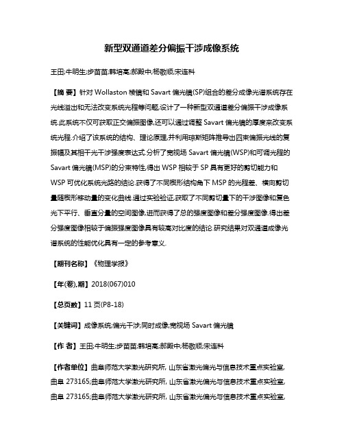 新型双通道差分偏振干涉成像系统