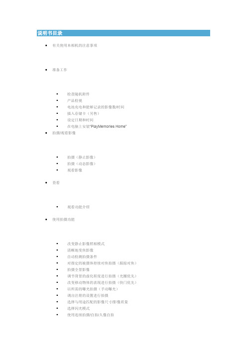 Sony索尼 DSC-RX100 使用说明书