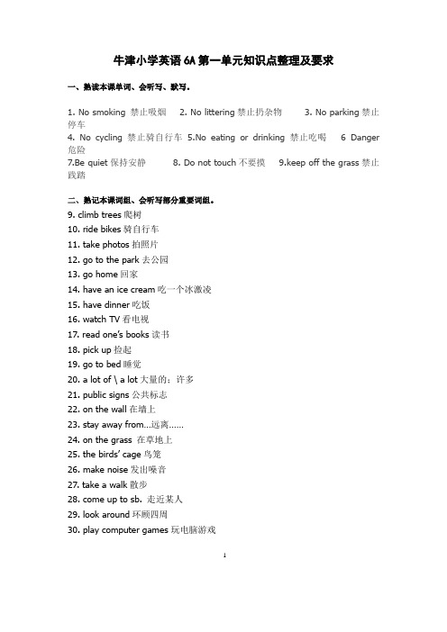 苏教版牛津英语 6A Unit1-2