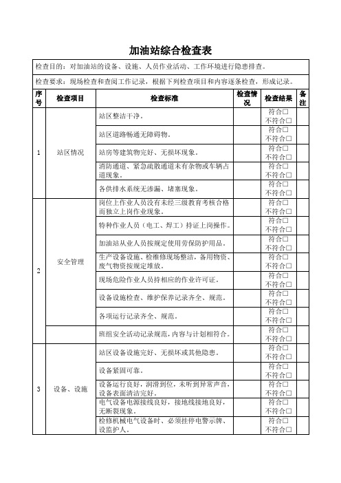 加油站综合检查表