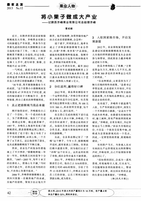 将小果子做成大产业——记陕西齐峰果业有限公司总经理齐峰