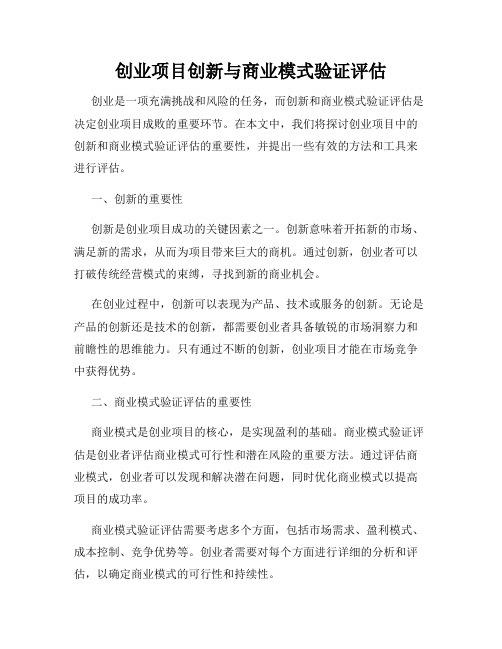 创业项目创新与商业模式验证评估