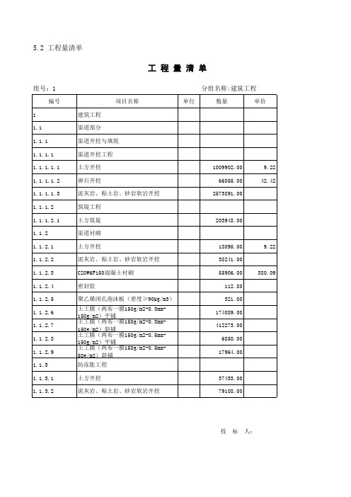 工程量清单